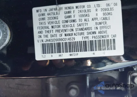 2009 Acura Tsx z USA, uszkodzony, nr VIN JH4CU26699C014529